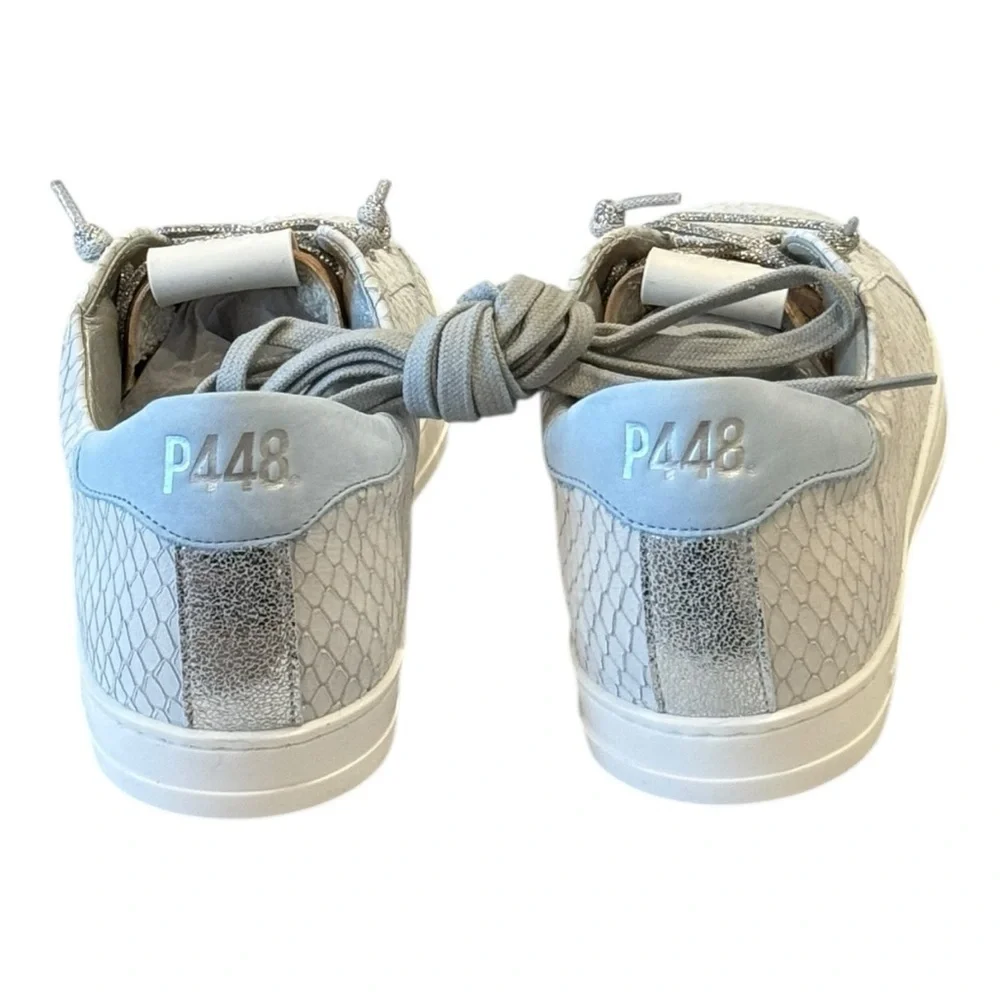 P448 John Margot Embossed Leather Sneakers Sky Size 41 / 11 NEW